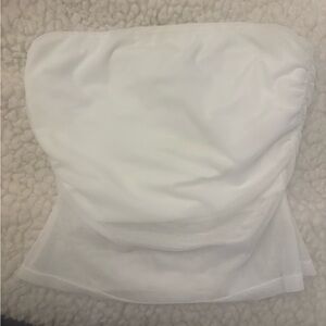 Tiger Mist White Ruched Strapless top